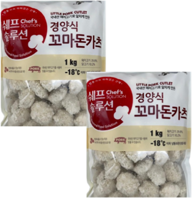 CJ 백설 냉동 쉐프솔루션 경양식 꼬마돈카츠 1kg, 2개