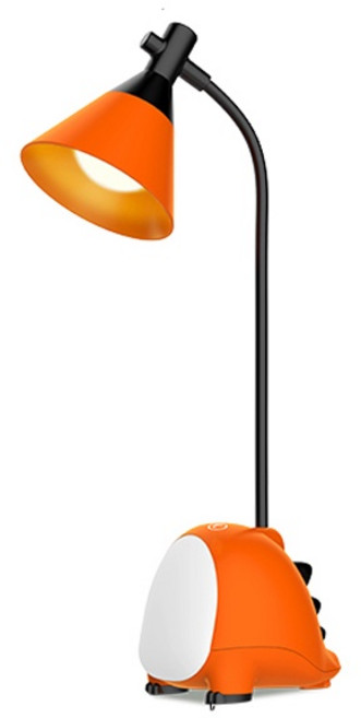 小恐龍充電式檯燈 橘綠雙色 可調亮度 小夜燈, 橘子紅, L1