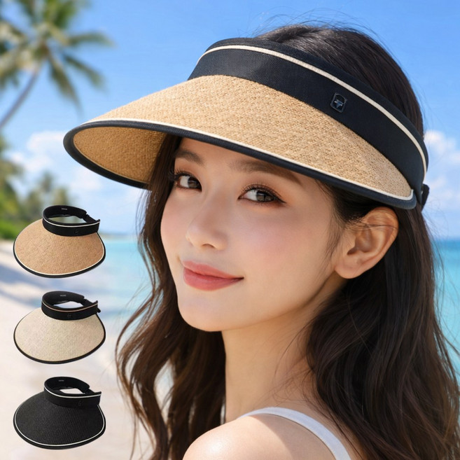 아포나 돌돌이 라탄 썬캡 모자 여름 밀짚