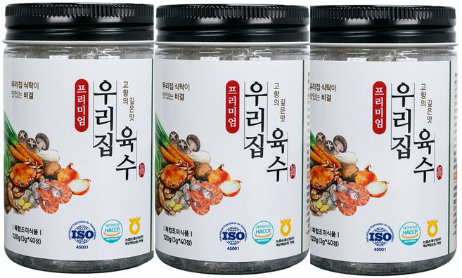 프리미엄우리집육수 120g (3g X 40정 X 1개(통) 코인육수 해물분말육수 국내제조 HACCP인증, 3개