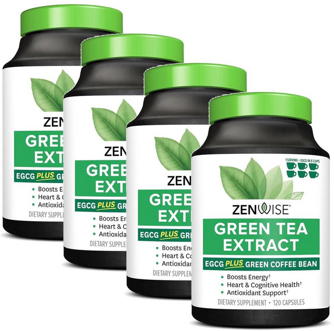 젠와이즈 헬스 그린티 녹차추출물 캡슐 Zenwise Health Green Tea Extract, 4개, 120정