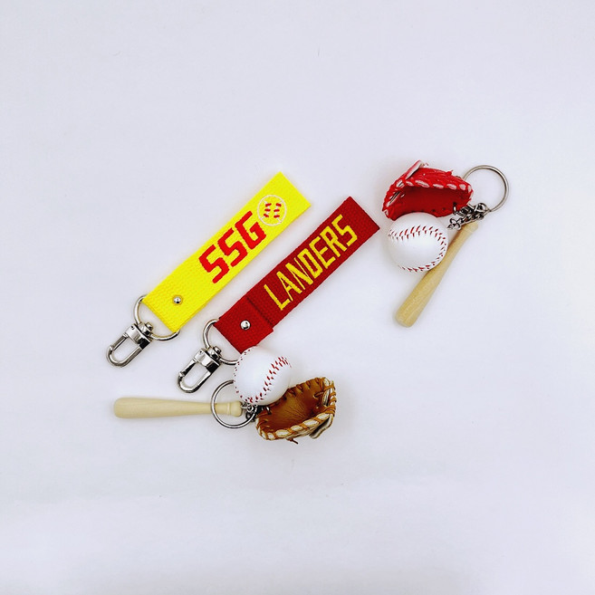 야구키링 야구네임택 자수 네임택 키링 키홀더 야구 농구 축구 볼링 스포츠네임택 응원도구 응원용품 응원가방 꾸미기, SSG/레드, 1개