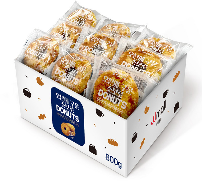 오븐에 구운 도넛 소보로빵 대용량 도너츠 개별포장, 800g, 1박스