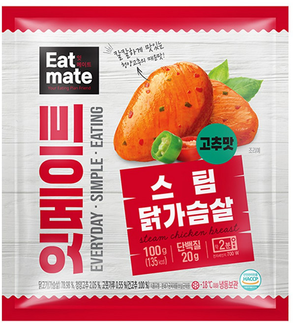 [랭킹닭컴] 잇메이트 닭가슴살 스팀 고추맛, 100g, 100개