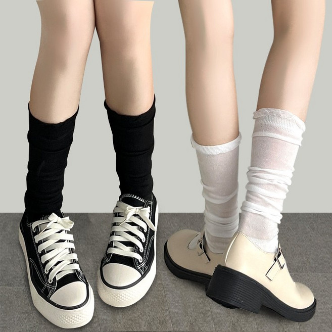 어나더뷰 2020 [1+1] 시스루 롱 니삭스 양말 프릴 롱양말 롱삭스 여름 하이틴 러블리 발레코어 메쉬 레그워머