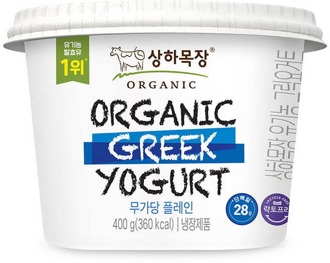 상하목장 유기농 그릭요거트 무가당 플레인, 6개, 400g