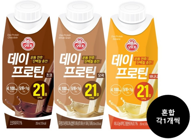 오뚜기 데이프로틴 3종 세트-[초코 오곡 바나나], 1세트, 750ml