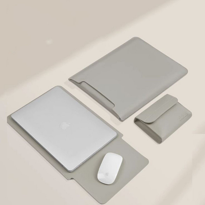 태블릿 노트북 파우치 심플 솔리드 노트북 파우치 케이스 + 마우스 패드 겸용ZZQ, 1개, 그레이