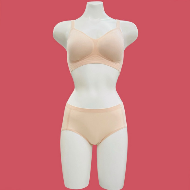 비비안 노와이어 심리스 기모 나일론 스판 퓨징 브라팬티 세트