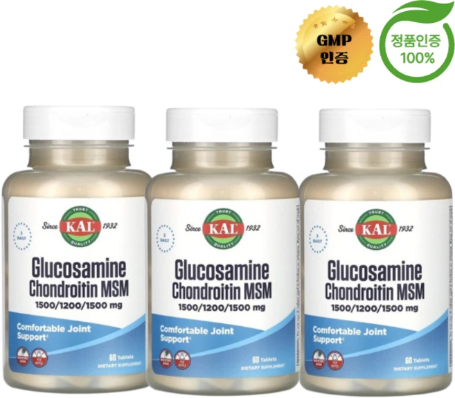 KAL 글루코사민 콘드로이틴 MSM 60정, 3개 - 쿠팡