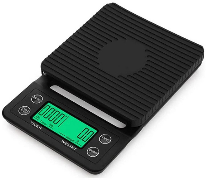 전자 디지털 주방 규모 타이머가있는 휴대용 커피 고정밀 5kg 0.1g LCD 드립 저울, 5킬로그램, 검정색, 1개