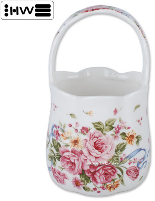 현우 도자기수반세트 티스푼통 티포크통 수반통 티스푼꽂이, 선택07-허니문로즈, 1개