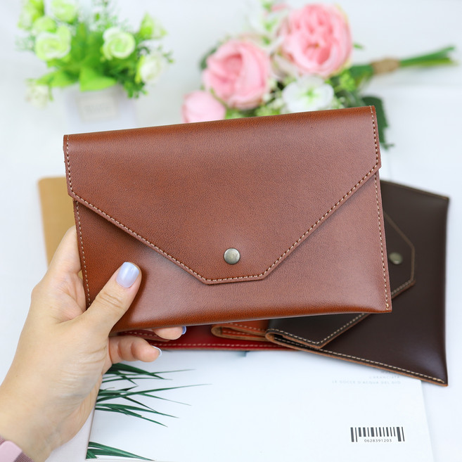 모두샵 수제 천연 가죽 통장지갑 통장케이스, 각인안함, 브라운, 1개