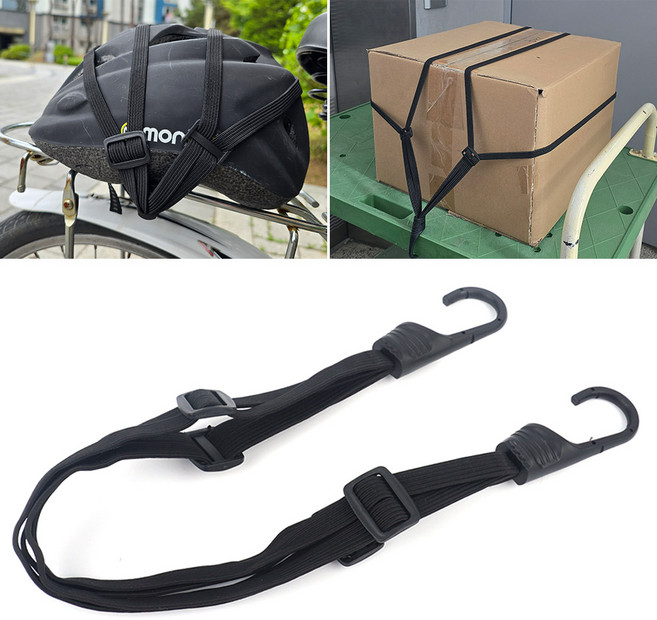 골든트리 양쪽 후크형 4줄 스트랩 고리줄바 밴딩 화물고정 짐받이 로프 자전거줄, 1세트