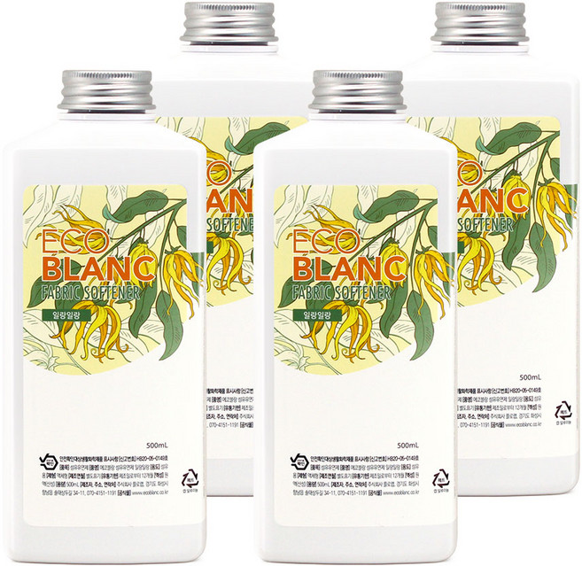 에코블랑 퍼퓸 섬유유연제 일랑일랑, 4개, 500ml