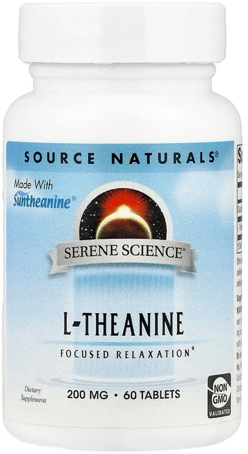 Source Naturals L테아닌 엘테아닌 L-Theanine 200mg 60정 칼슘 함유, 1개 - 쿠팡