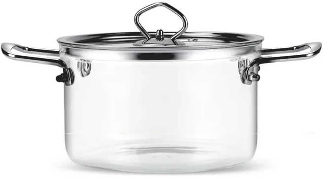 현대적인 고붕규산 유리 냄비 투명 미니멀리스트 수프 이중 손잡이 내열 소스팬, 02 2.5L, 1개