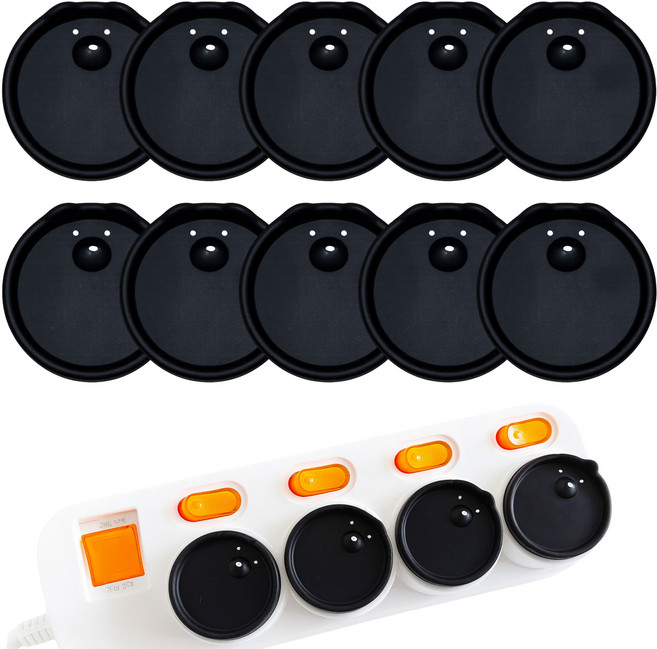 윤잇템 콘센트 실리콘 안전 마개 커버, 블랙, 10개