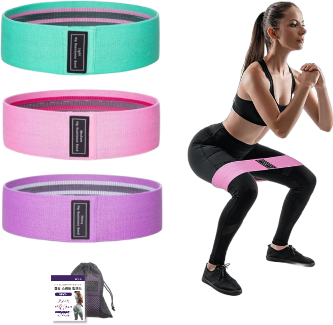 휴핏 스쿼트 힙밴드 3종세트, 3. 단색 컬러, 1세트