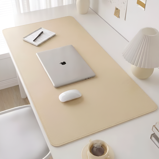 그로브홈 깔끔정리 프리미엄 가죽 데스크 매트, 베이지 아이보리