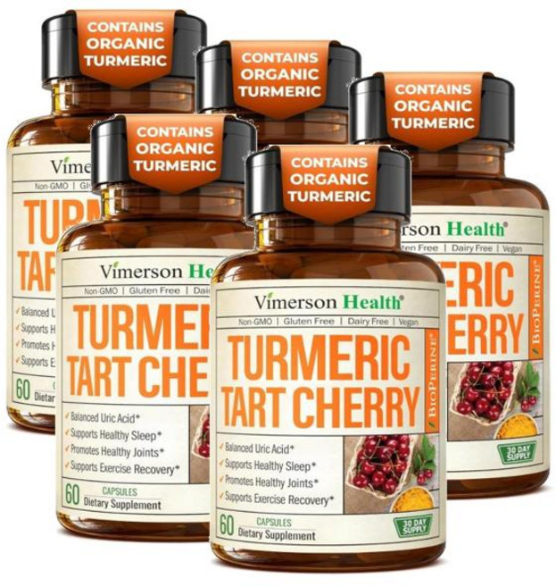 비머슨헬스 터메릭 강황 타트체리 추출물 캡슐 Vimerson Health Turmeric Tart Cherry Extract, 60정, 5개