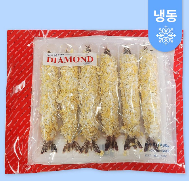 유명한 다이아몬드 빵가루새우 헤드온 왕새우튀김 300g (50g*6미), 6개, 300g(6미)