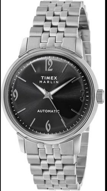 Timex TW2W93200 유니섹스 Marlin 오토매틱 시계 - 블랙 다이얼 스테인리스 스틸 방수 50M