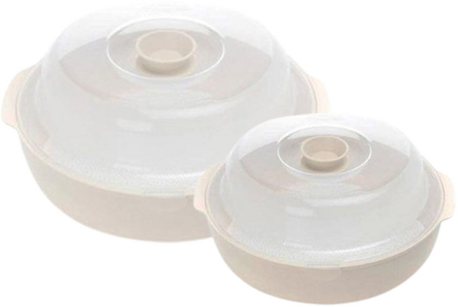 레몬글라스 국내생산 만능 전자레인지 찜기 라면 끓이기 양수형 1+1 중+소 세트 1200ml + 550ml, 1개, 아이보리