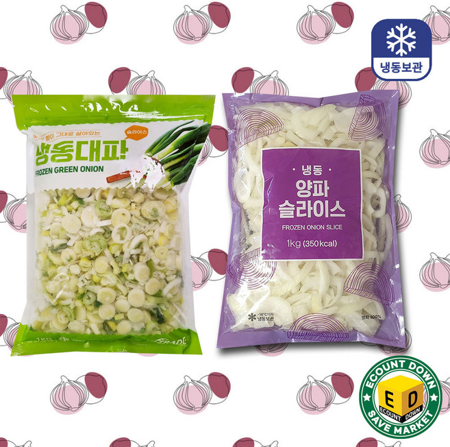 냉동 대파 슬라이스 1kg+양파 슬라이스 1kg, 1세트, 1kg