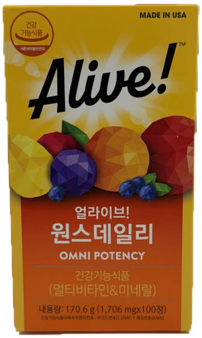 얼라이브 원스 데일리 멀티비타민, 100정, 1개 - 쿠팡