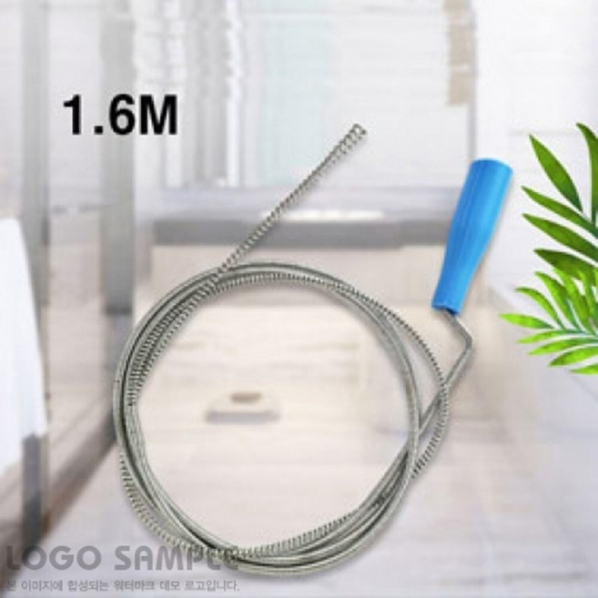 변기뚫기 간편사용 스틸소재 스프링타입 뚫어뻥 목욕탕용 원룸욕실 배수관뚫기 변기용, 블루