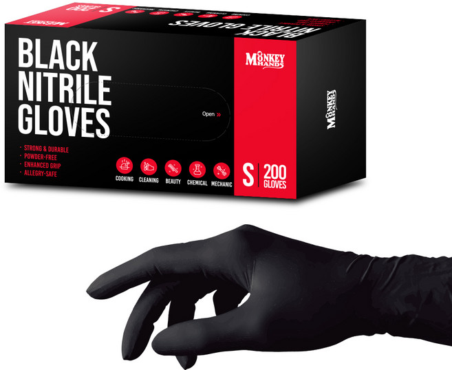 몽키핸즈 식품용 니트릴장갑 200매, 1개, S, 니트릴장갑 200매 블랙
