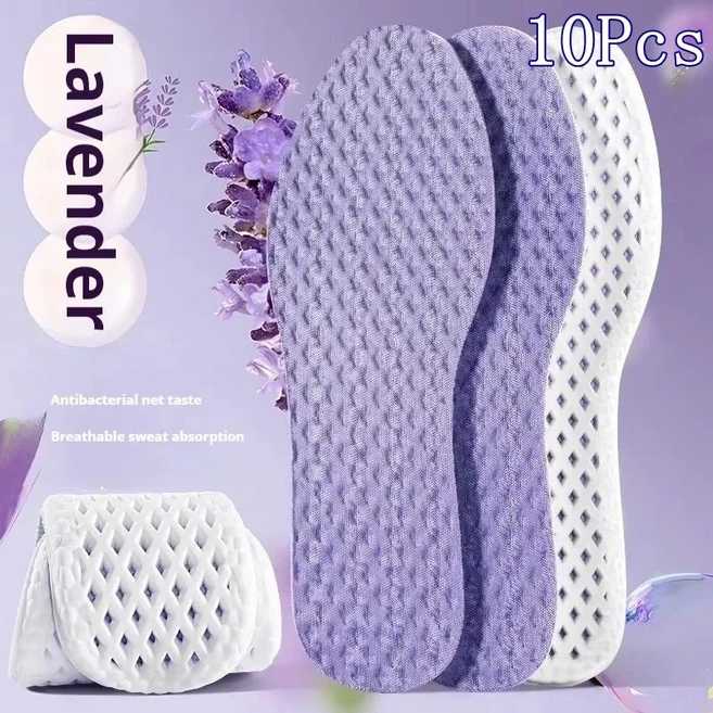 10개 메쉬 통기성 신발 깔창 남성용 여름 시원한 운동 충격 흡수 메모리 폼 패드, 05 EU37-38, 01 Purple-10Pcs