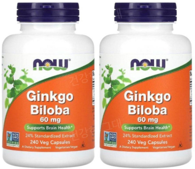 Now Foods 징코빌로바 Ginkgo Biloba 60mg 240캡슐, 2개, 240정