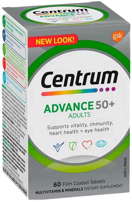 뉴질랜드 센트룸 50세이상 어드밴스 종합비타민 멀티비타민 60정, 1개 - 쿠팡