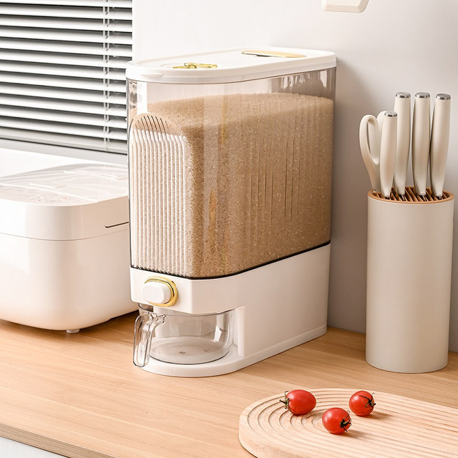 소하임 원터치 밀폐 계량 쌀통, 1개, 화이트