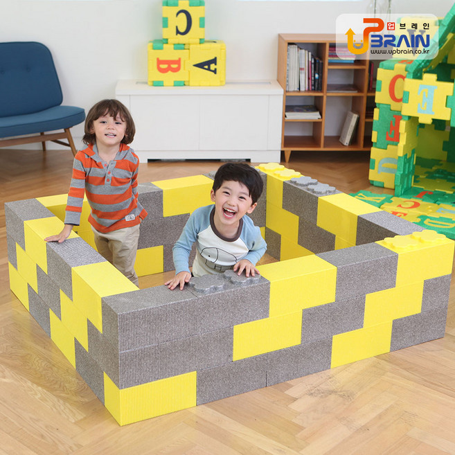 플레이블럭 유아 어린이 대형 빅 소프트 블록 30EA 세트 안전 놀이터 EPP소재, 그레이+엘로우, 1개