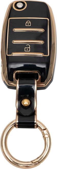 봉고 카니발 모닝 레이 쏘렌토 호환 차 키 케이스 홀더 커버 스마트 리모컨 TPU 원형 스트랩, TA91_KH13(2버튼), 블랙