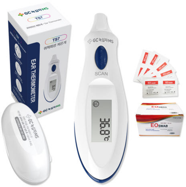 녹십자 적외선 귀체온계 TS7 + 알콜솜100매, 단품, 1개