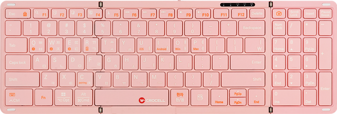 크로셀 C-Flip Pure 무선 블루투스 멀티페어링 3단 접이식 키보드 (핑크), 핑크, 제조사축