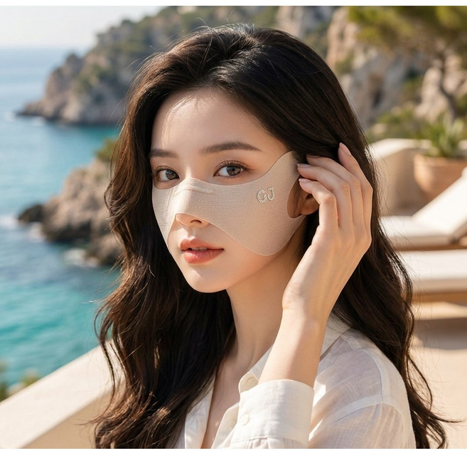 르세라 여성 자외선차단 나비마스크 광대 기미방지 골프 얼굴 햇빛가리개, 1개, 로즈핑크