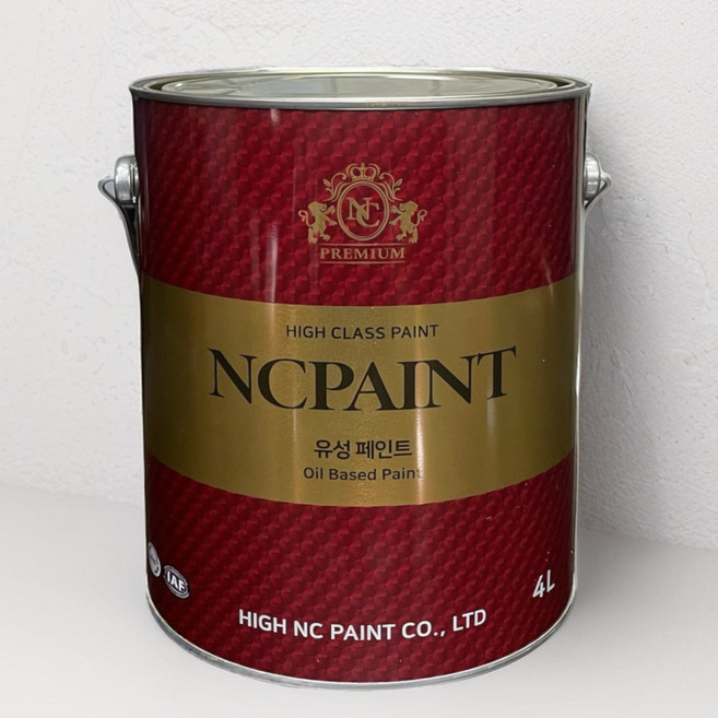 에나멜 유성페인트 흰색 회색 검정 노랑 녹색 아이보리 소량 철재, 백색, 1개, 4L