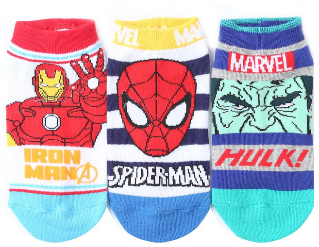 마블 남아용 어벤져스 스니커즈 여름 발목 양말 3족 세트