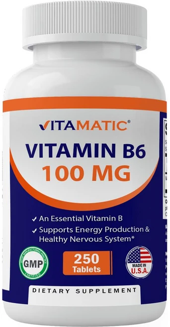미국 비타메틱 Vitamatic Vitamin B6 (Pyridoxine HCI) 비타민B6 100mg, 1개, 250정 - 쿠팡