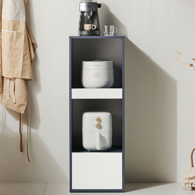 가온리빙 에셀르 400 1단 렌지대 에어프라이어 주방수납장 밥솥/렌지대, 3단, 네이비투톤