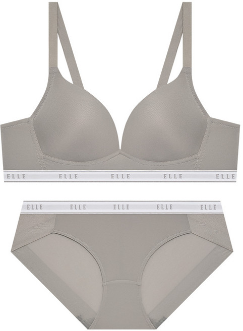 엘르이너웨어 에어로쿨 컴포트핏 노와이어 브라 팬티 세트 - 그레이