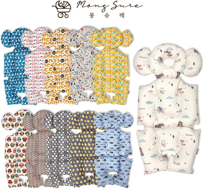 몽슈레 신생아 유모차 시트 쿨라이너 편백칩 3D 에어매쉬 쿠션 매트, 11)프렌즈-면, 1개