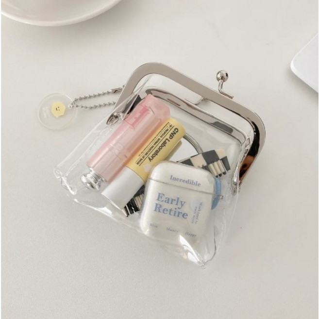 최화정 투명지갑 클리어 카드 동전지갑 파우치 PVC 똑딱이 여행지갑 L사이즈