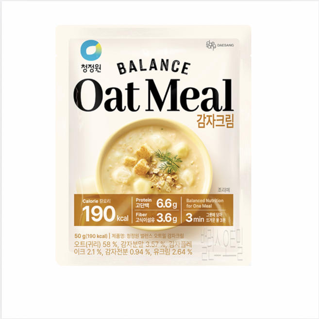 청정원 밸런스오트밀 감자크림, 50g, 12개