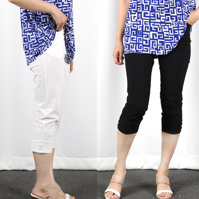 큰언니큰오빠 엄마여름바지 8부 편한 엄마바지 스판 쿨바지 쿨배기 엄마옷 빅사이즈 밴딩